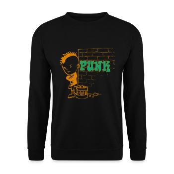 Punk Musik Punker Punkrock Irokesenschnitt Rocker - Unisex Pullover - Schwarz - Vorne - Alina (178cm) & Michal (187cm)