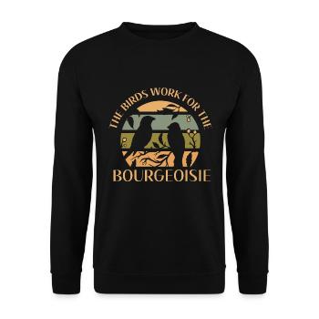 Les oiseaux travaillent pour la bourgeoisie - Sweat-shirt Unisexe - noir - Devant - Alina (178cm) & Michal (187cm)