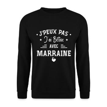 J'ai Bêtise Avec Marraine - Sweat-shirt Unisexe - noir - Devant - Alina (178cm) & Michal (187cm)