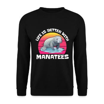 Life is better with manatees, aquatic animals - Unisex Sweatshirt - black - Front - Alina (178cm) & Michal (187cm)