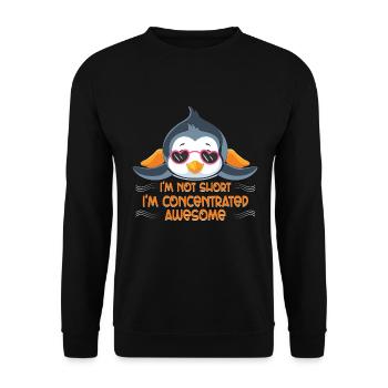 Pingouin mignon avec le dicton - Je ne suis pas petit - Sweat-shirt Unisexe - noir - Devant - Alina (178cm) & Michal (187cm)