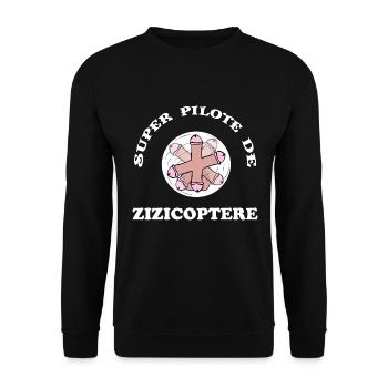 Super pilote de zizicoptère humour homme cadeau - Sweat-shirt Unisexe - noir - Devant - Alina (178cm) & Michal (187cm)