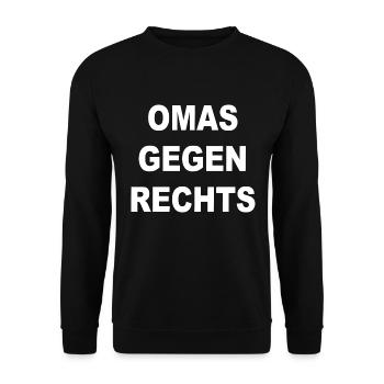 omas gegen rechts - Unisex Pullover - Schwarz - Vorne - Alina (178cm) & Michal (187cm)