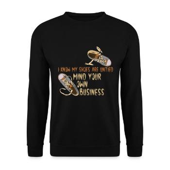 I know my shoes are open, but - Unisex Sweatshirt - black - Front - Alina (178cm) & Michal (187cm)