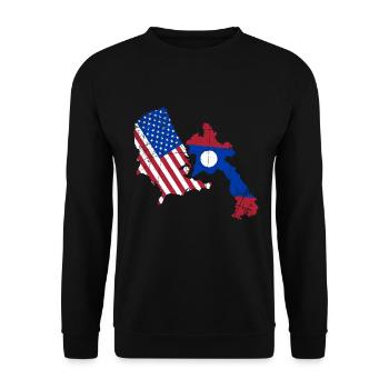 Drapeau semi-américain américain du Laos - Sweat-shirt Unisexe - noir - Devant - Alina (178cm) & Michal (187cm)