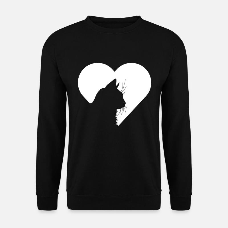 Katze Herz - Unisex Pullover - Schwarz