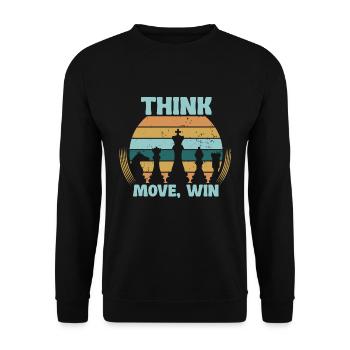 Chess, Think, Move, Win, Chess Master Club - Unisex Sweatshirt - black - Front - Alina (178cm) & Michal (187cm)
