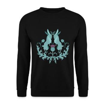 Jackalope Wolpertinger Hochlbock avec chardon - Sweat-shirt Unisexe - noir - Devant - Alina (178cm) & Michal (187cm)