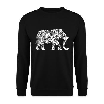 Elephant Mandala Elephant Mediation Yoga Esotericism - Unisex Sweatshirt - black - Front - Alina (178cm) & Michal (187cm)
