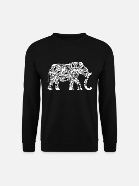 Elefant Mandala Elefanten Mediation Yoga Esoterik - Unisex Pullover - Schwarz