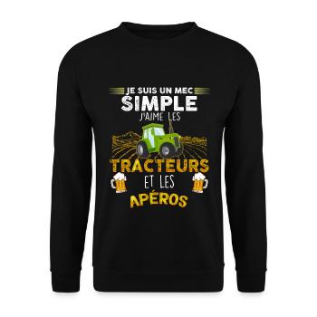 Bière et Tracteur Pour Un mec Simple Et Cool - Sweat-shirt Unisexe - noir - Devant - Alina (178cm) & Michal (187cm)