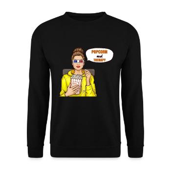 Popcorn Is Cheaper Than Therapy Cinema Fan - Unisex Sweatshirt - black - Front - Alina (178cm) & Michal (187cm)
