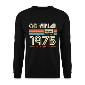 Original 1975 Vintage Vintage Birthday Retro - Sweat-shirt Unisexe - noir - Devant - Alina (178cm) & Michal (187cm)