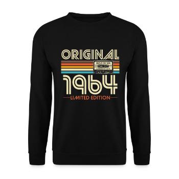 Original 1964 Jahrgang Vintage Geburtstag Retro - Unisex Pullover - Schwarz - Vorne - Alina (178cm) & Michal (187cm)