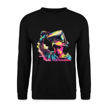 Virtual Reality - Tauchen Sie Ein In Eine - Unisex Pullover - Schwarz - Vorne - Alina (178cm) & Michal (187cm)