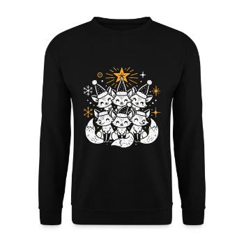 Fuchs Weihnachten Wald - Unisex Pullover - Schwarz - Vorne - Alina (178cm) & Michal (187cm)