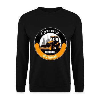 J'peux pas je conduis des engins t-shirt cadeau - Sweat-shirt Unisexe - noir - Devant - Alina (178cm) & Michal (187cm)