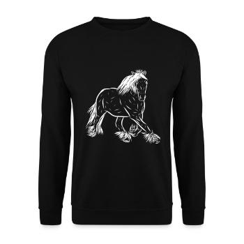Pferde - Unisex Pullover - Schwarz - Vorne - Alina (178cm) & Michal (187cm)