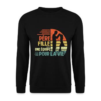Père et fille une equipe pour la vie - Sweat-shirt Unisexe - noir - Devant - Alina (178cm) & Michal (187cm)