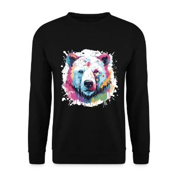 Polar Bear Animal Pop Art Head Polar Bear - Unisex Sweatshirt - black - Front - Alina (178cm) & Michal (187cm)