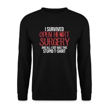 Funny Open Heart Surgery Shirt - Unisex Sweatshirt - black - Front - Alina (178cm) & Michal (187cm)