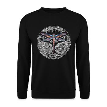 Mandala de libellule colorée magique - Sweat-shirt Unisexe - noir - Devant - Alina (178cm) & Michal (187cm)