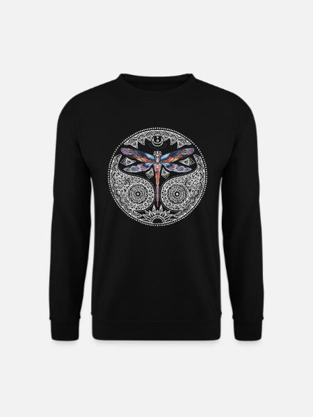 Magical Colorful Dragonfly Mandala - Unisex Sweatshirt - black