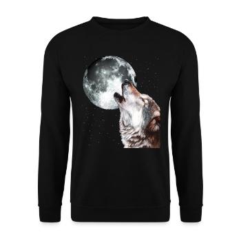 Hurlement loup à la pleine lune hommes - Sweat-shirt Unisexe - noir - Devant - Alina (178cm) & Michal (187cm)