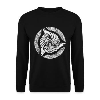 Mandala Spirituel Corbeau Noeud Corneille - Sweat-shirt Unisexe - noir - Devant - Alina (178cm) & Michal (187cm)