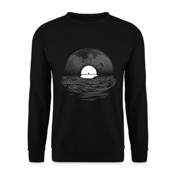 Vinyl Record Sun Set Shimmer By The Sea - Unisex Sweatshirt - black - Front - Alina (178cm) & Michal (187cm)