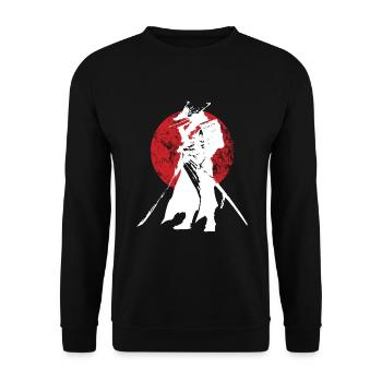 Samurai Warrior Sword Retro Japanisch - Unisex Pullover - Schwarz - Vorne - Alina (178cm) & Michal (187cm)