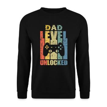 Schwangerschaftsansage für Herren Vati-Stufe freigeschaltet Soo - Unisex Pullover - Schwarz - Vorne - Alina (178cm) & Michal (187cm)