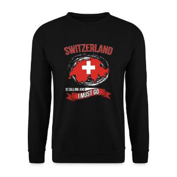 Die Schweiz Ruft Geschenkidee - Unisex Pullover - Schwarz - Vorne - Alina (178cm) & Michal (187cm)