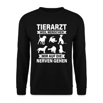 Tierarzt weil Menschen mir auf die Nerven gehen - Unisex Pullover - Schwarz - Vorne - Alina (178cm) & Michal (187cm)