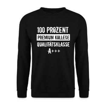Premium Kollege Abschiedsgeschenk - Unisex Pullover - Schwarz - Vorne - Alina (178cm) & Michal (187cm)