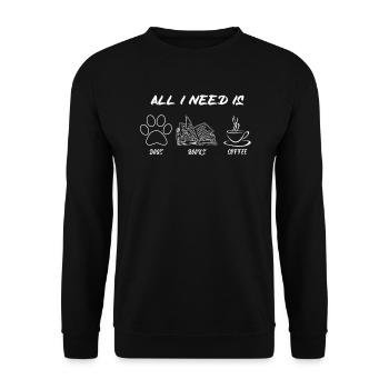 Dogs Books and Coffee - Unisex Pullover - Schwarz - Vorne - Alina (178cm) & Michal (187cm)