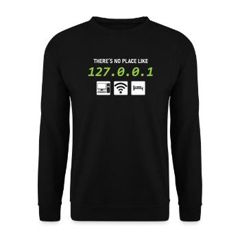 There is No Place Like 127.0.0.1 lustiges Admin - Unisex Pullover - Schwarz - Vorne - Alina (178cm) & Michal (187cm)