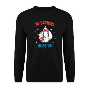 N Scheiß muss ich - Unisex Pullover - Schwarz - Vorne - Alina (178cm) & Michal (187cm)