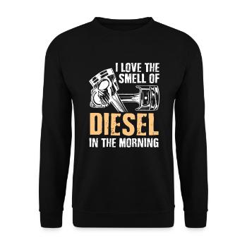 I love the smell of diesel in the morning - Unisex Pullover - Schwarz - Vorne - Alina (178cm) & Michal (187cm)