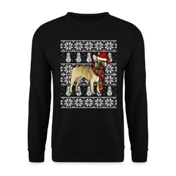 Santa Hat Noël Français Bulldog Ugly Noël - Sweat-shirt Unisexe - noir - Devant - Alina (178cm) & Michal (187cm)