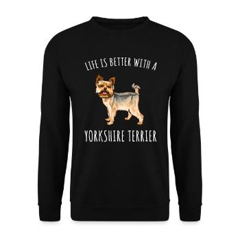 La vie est meilleure avec un amoureux des chiens Yorkshire Terrier - Sweat-shirt Unisexe - noir - Devant - Alina (178cm) & Michal (187cm)