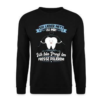 Zahnarzthelferin Zahnmedizinische Fachangestellte - Unisex Pullover - Schwarz - Vorne - Alina (178cm) & Michal (187cm)