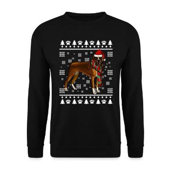 Boxer Dog Santa Hat Noël Laid Noël - Sweat-shirt Unisexe - noir - Devant - Alina (178cm) & Michal (187cm)