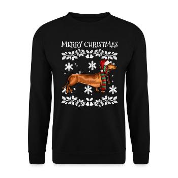 Joyeux ornement de Noël Brown Dachshund Xmas Sant - Sweat-shirt Unisexe - noir - Devant - Alina (178cm) & Michal (187cm)