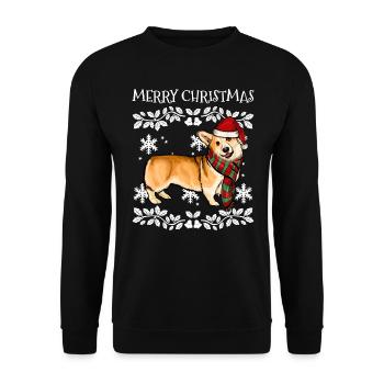 Frohe Weihnachten Ornament Pembroke walisischen Corgi Weihnachten - Unisex Pullover - Schwarz - Vorne - Alina (178cm) & Michal (187cm)