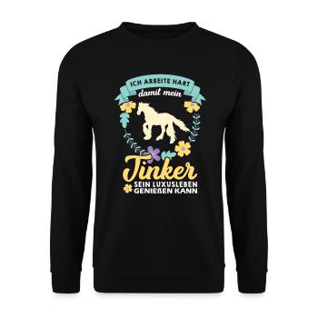 Irish Tinker Gypsy Cob Pferd Pferdemädchen - Unisex Pullover - Schwarz - Vorne - Alina (178cm) & Michal (187cm)