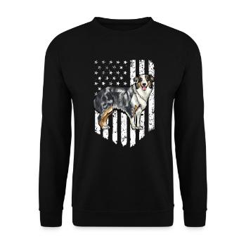 Black White American Flag Berger australien 4ème - Sweat-shirt Unisexe - noir - Devant - Alina (178cm) & Michal (187cm)