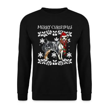 Joyeux Noël Ornement Berger australien Noël - Sweat-shirt Unisexe - noir - Devant - Alina (178cm) & Michal (187cm)
