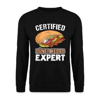 Certified Döner Kebab Expert lustiges Döner - Unisex Pullover - Schwarz - Vorne - Alina (178cm) & Michal (187cm)