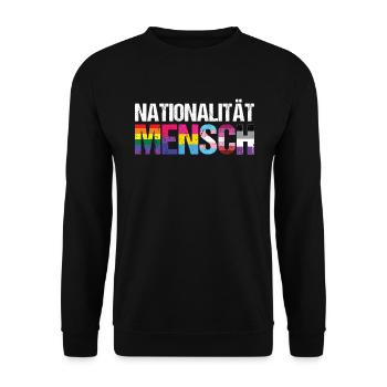 Nationalität Mensch LGBTQ Pride - Unisex Pullover - Schwarz - Vorne - Alina (178cm) & Michal (187cm)